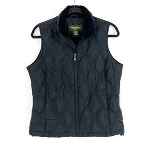 Eddie Bauer Womens Vest Goose Down Quilted Winter Black Small